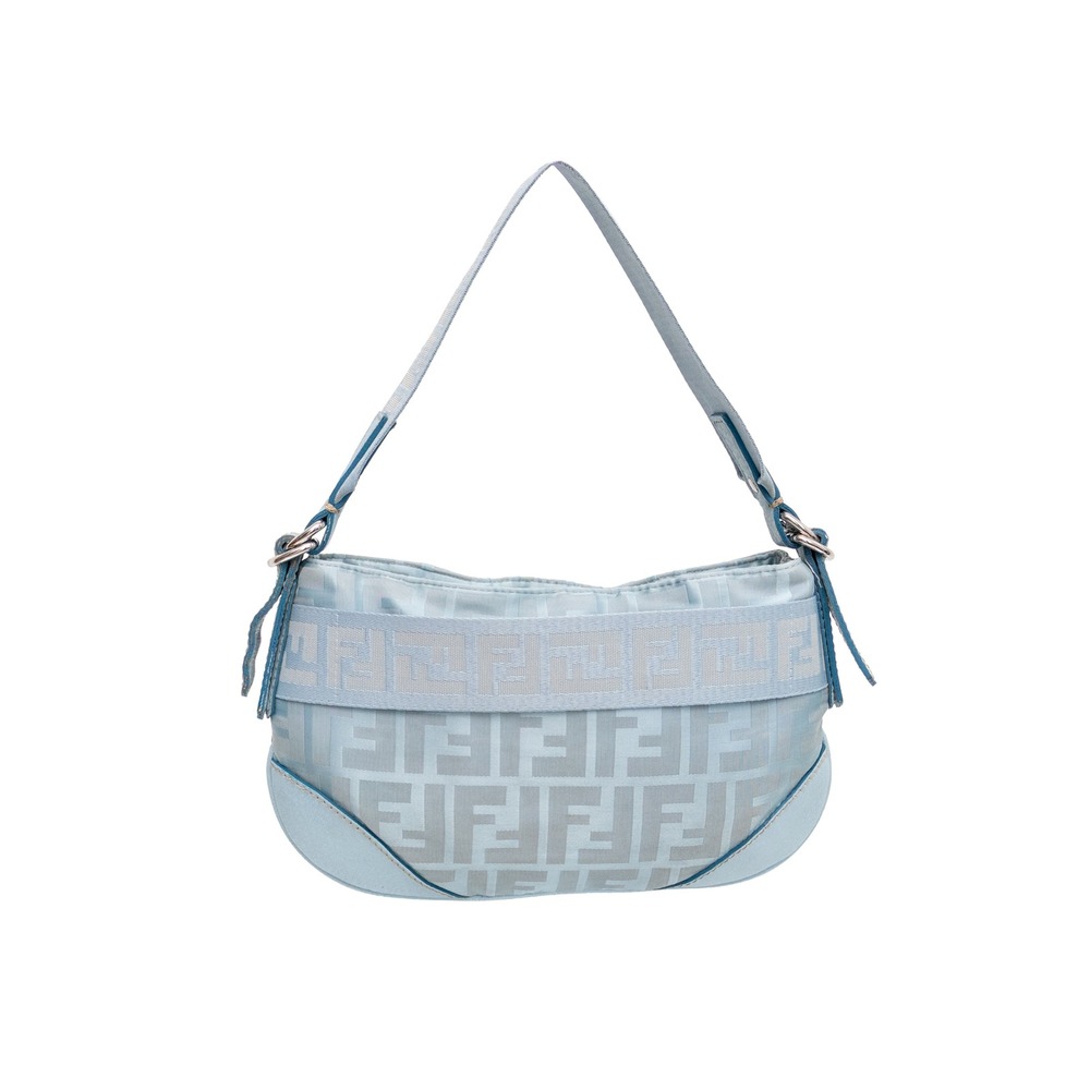 Authentic Fendi Light Blue Zucchino FF Jacquard Shoulder Bag | Vintage Y2K - Picture 2 of 13